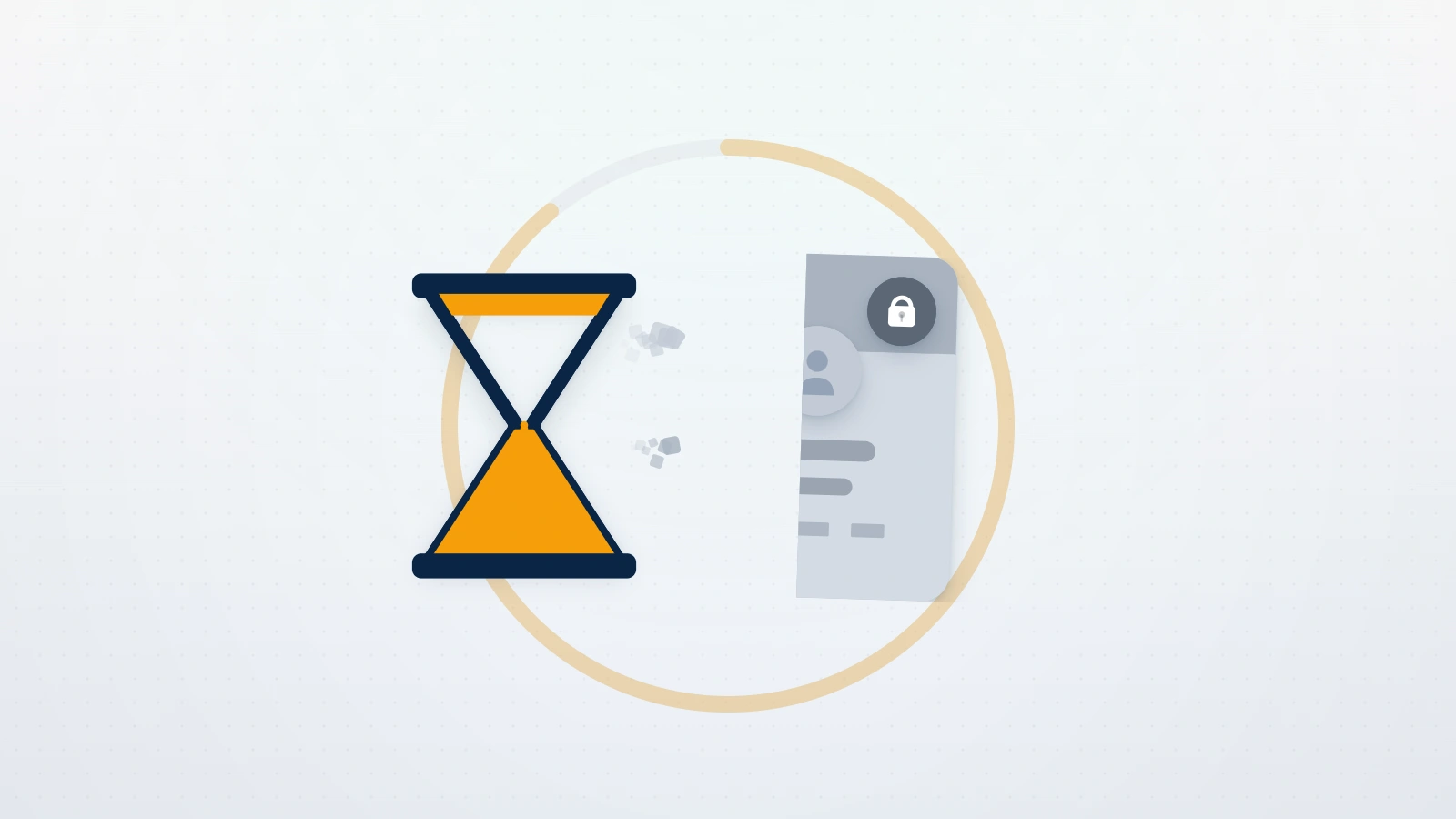Hourglass draining beside a fading profile card, showing how to recover a deleted Instagram account permanently before time runs out.