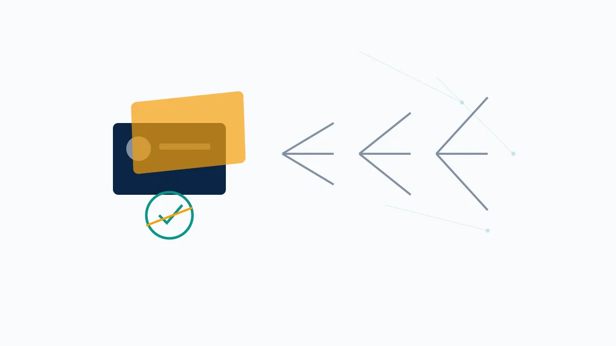 Layered card and cracked-badge shapes standing in for how to report youtube ads impersonation and deepfake endorsements.