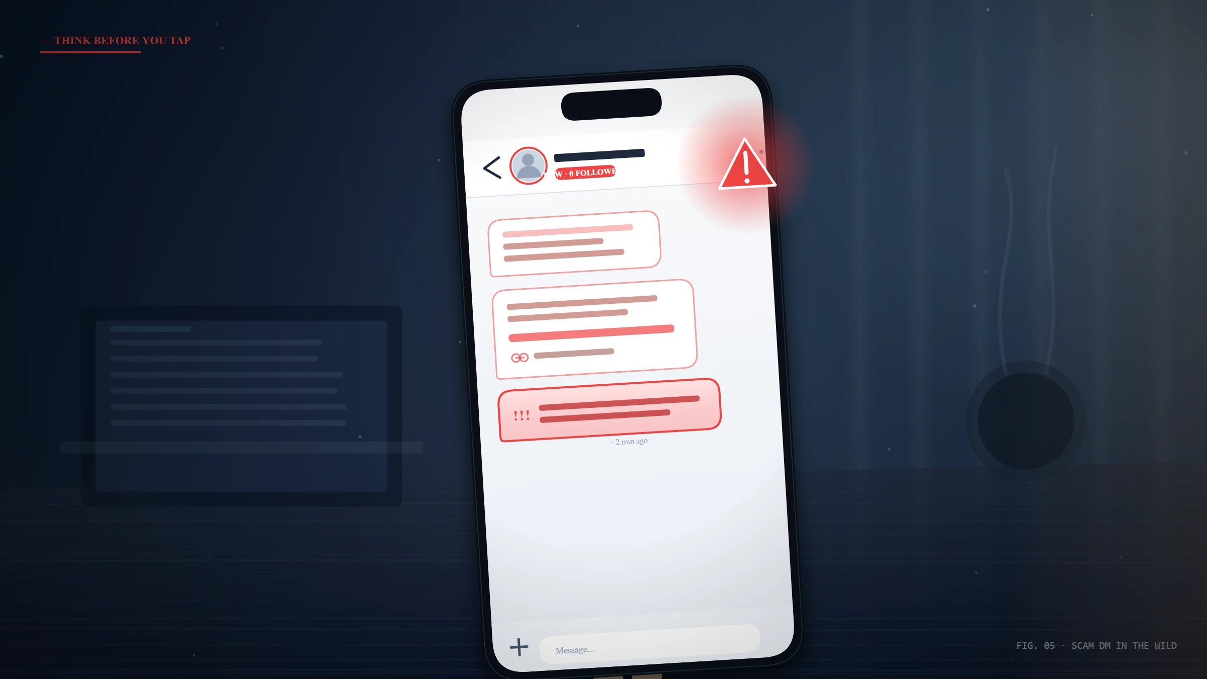 Hands holding a phone showing a suspicious direct message offering instagram account recovery, illustrating common scams that target locked-out users.