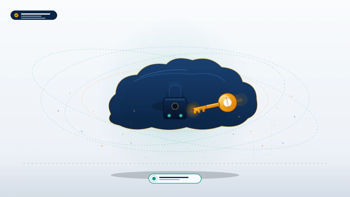 Conceptual illustration of an old telegram account recovery scenario showing a dormant cloud vault unlocked by a two-factor cloud password key.