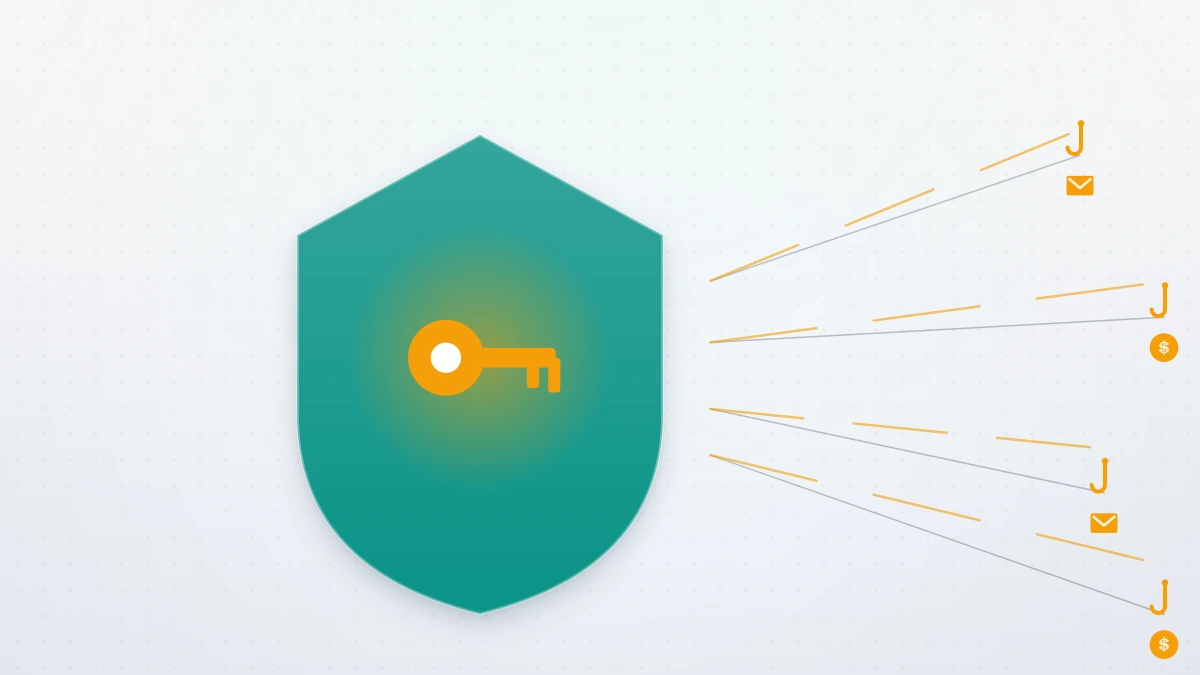 Shield and key illustration warning against scams when trying to recover a deleted Instagram account without email and phone number.