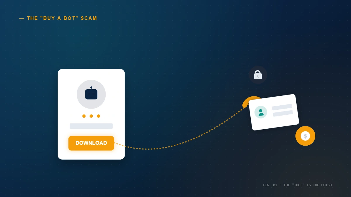 Warning about a tiktok mass report bot apk and buy-a-service listings that scam buyers or steal their login.